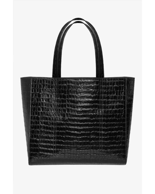 Anine Bing Leather Croco Tote Bag in Black - Lyst