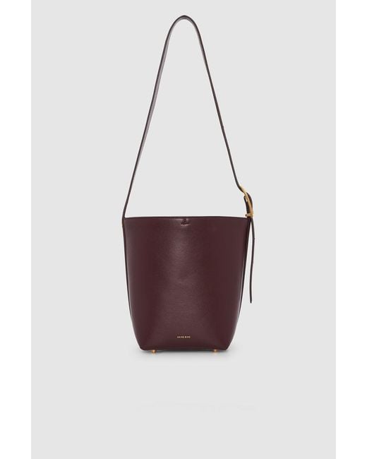 Anine Bing White Elly Medium Bucket Bag Grained Leather