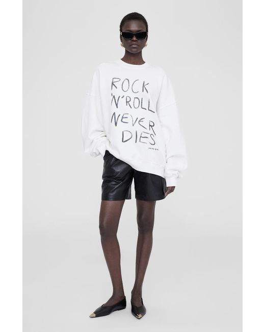 Anine Bing White Miles Sweatshirt Rock N Roll