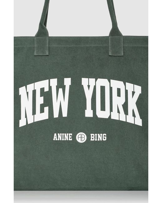 Anine Bing Green Leo Canvas Tote New York University