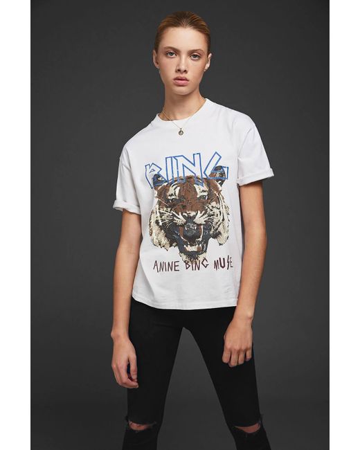 Anine Bing Tiger Cotton T shirt in White Lyst UK