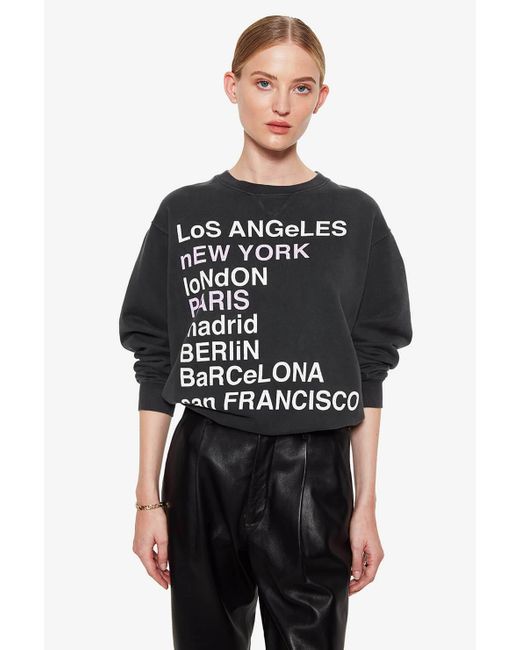 Anine Bing Multicolor City Love Slogan-print Cotton-jersey Sweatshirt