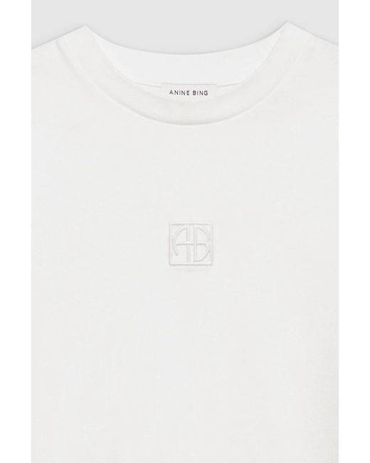 Anine Bing Blue Myers Cropped Tee Framed Monogram