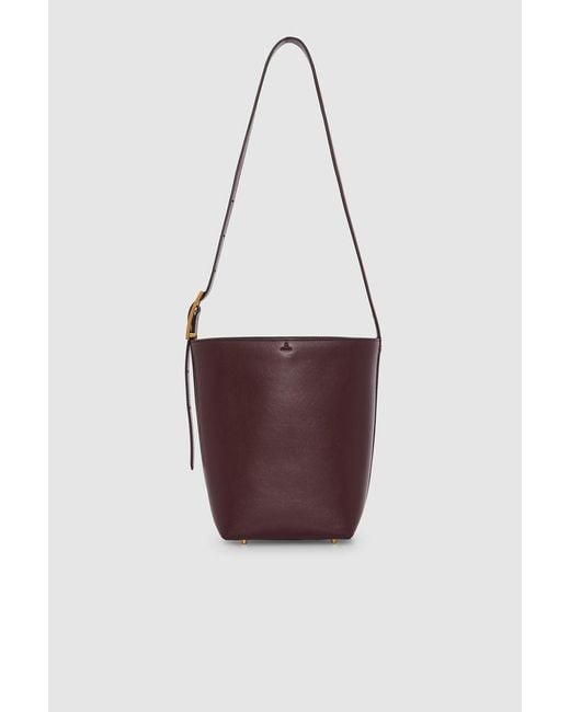 Anine Bing White Elly Medium Bucket Bag Grained Leather