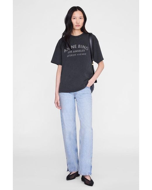 Anine Bing Blue Cade Tee Melrose Stencil