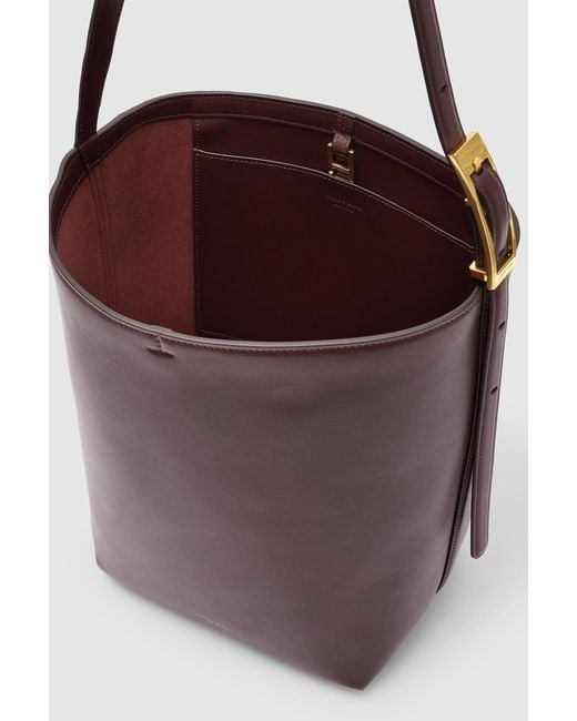 Anine Bing Red Elly Bucket Bag Grained Leather