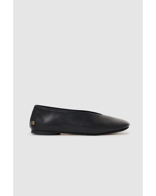 Anine Bing Black Ana Flats Smooth Leather