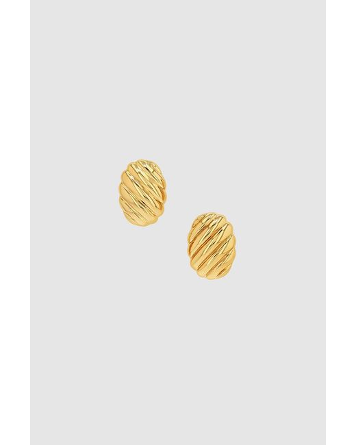 Anine Bing Metallic Ribbed Oval Earrings