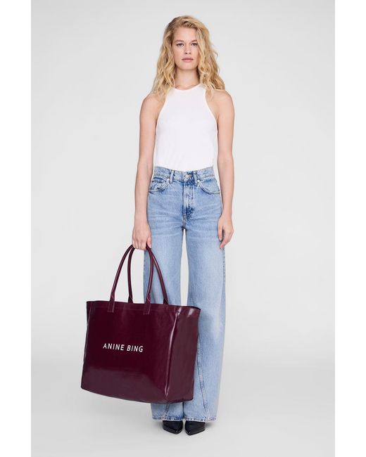 Anine Bing Purple Leo Coated Canvas Tote