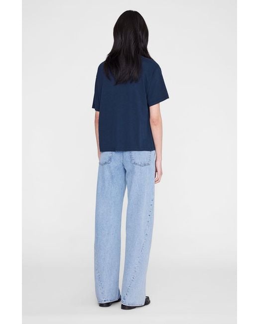 Anine Bing Blue Cade Tee Melrose Stencil
