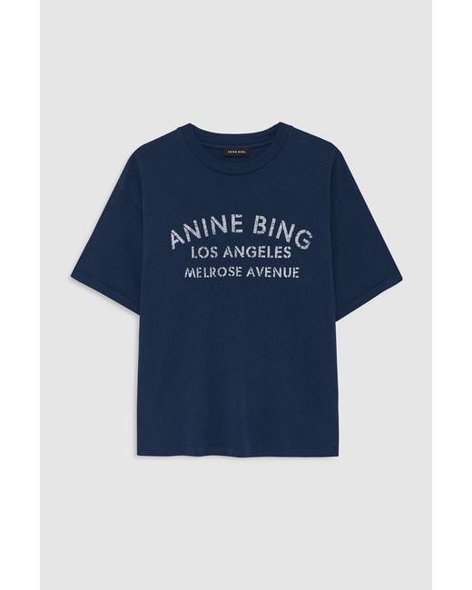 Anine Bing Blue Cade Tee Melrose Stencil
