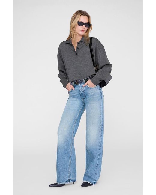 Anine Bing Blue Lee Polo Sweater