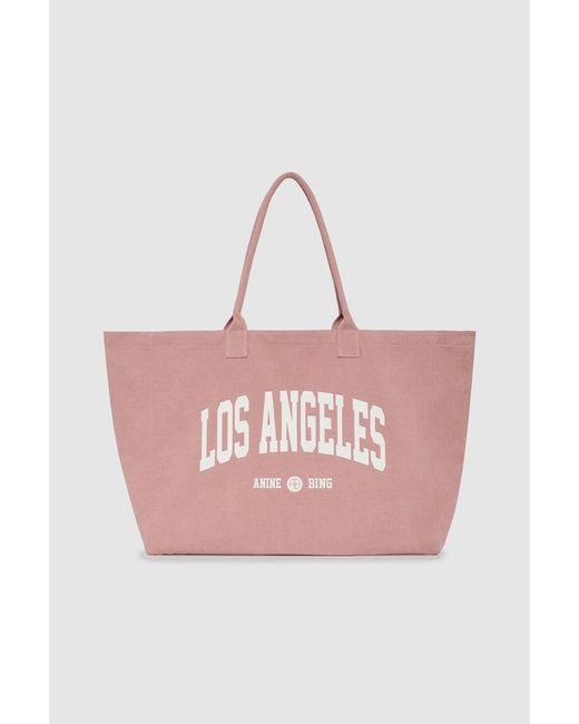 Anine Bing Pink Leo Canvas Tote Los Angeles University