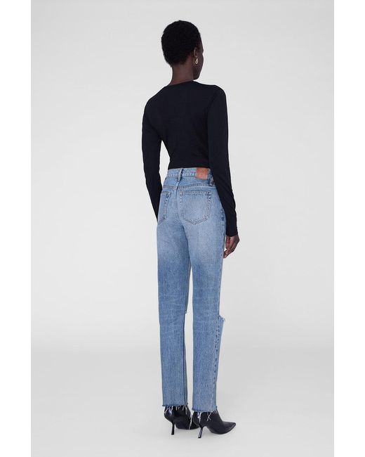 Anine Bing Blue Sylvie Long Sleeve Tee