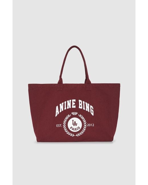 Anine Bing Red Leo Canvas Tote Collegiate