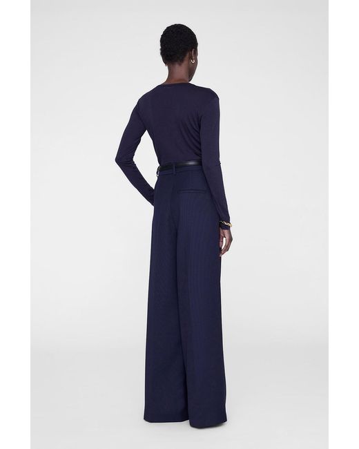 Anine Bing Blue Sylvie Long Sleeve Tee
