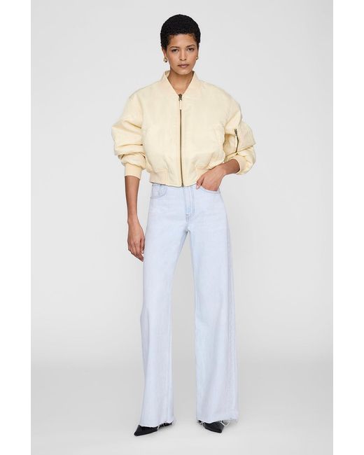 Anine Bing White Cropped Leon Bomber