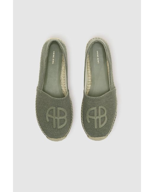 Anine Bing Green Paloma Espadrilles