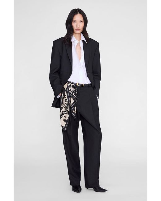 Anine Bing Black York Scarf Leopard
