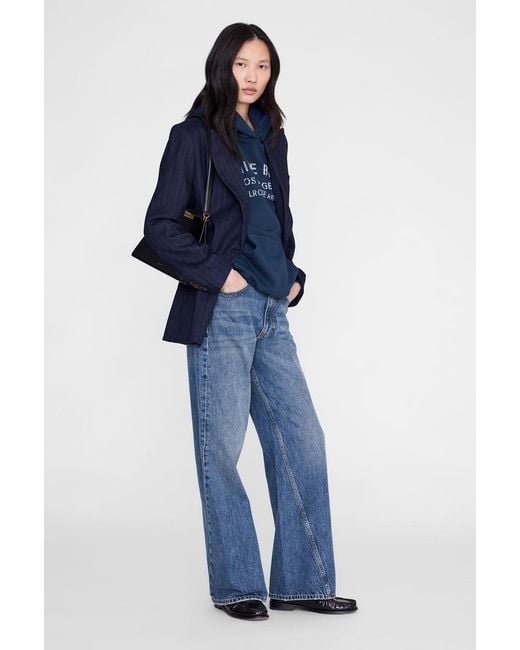 Anine Bing Blue Harvey Sweatshirt Melrose Stencil