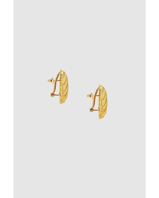 Anine Bing Metallic Ribbed Oval Earrings