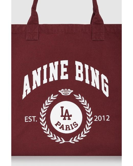 Anine Bing Red Leo Canvas Tote Collegiate