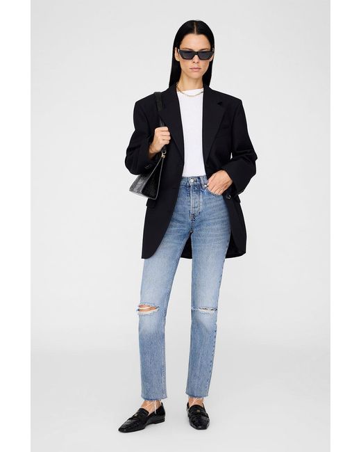 Anine Bing Black Freya Loafers Monogram