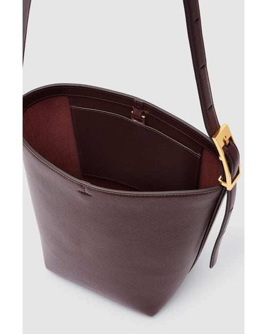 Anine Bing White Elly Medium Bucket Bag Grained Leather