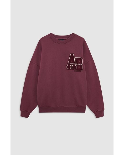 Anine Bing Red Miles Sweatshirt Letterman