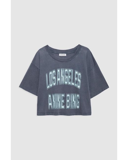 Anine Bing Blue Johnny Cropped Tee