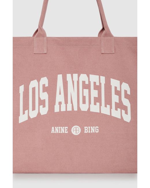 Anine Bing Pink Leo Canvas Tote Los Angeles University