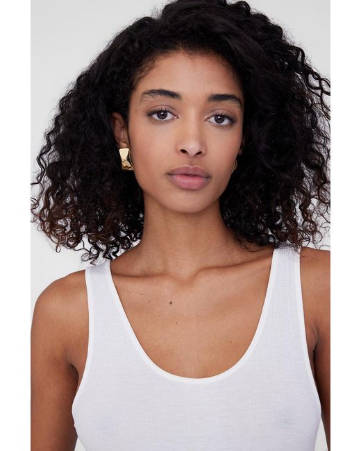 Anine Bing Metallic Curved Rectangle Earrings