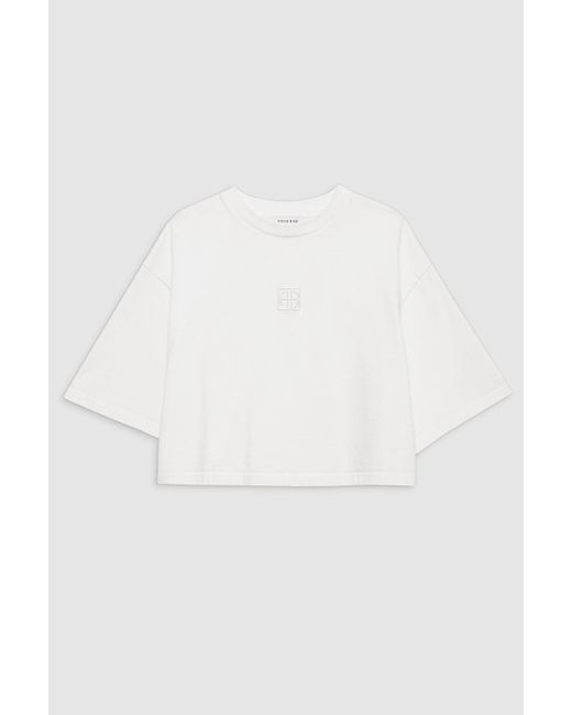 Anine Bing Blue Myers Cropped Tee Framed Monogram
