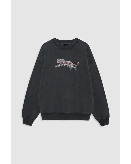 Anine Bing Blue Spencer Sweatshirt Leopard