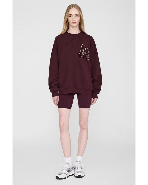 Anine Bing Red Miles Oversized Sweatshirt Letterman