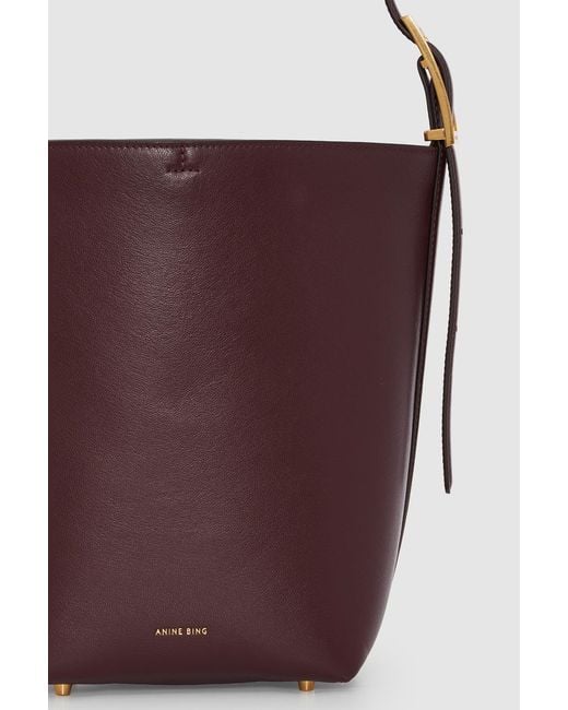 Anine Bing White Elly Medium Bucket Bag Grained Leather