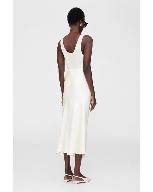 Anine Bing White Bar Silk Skirt
