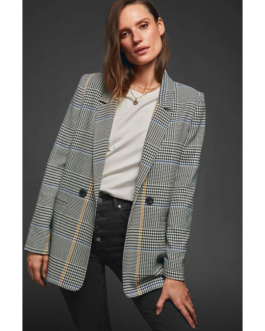 Anine Bing Synthetic Madeleine Blazer in Navy Check (Blue) | Lyst UK