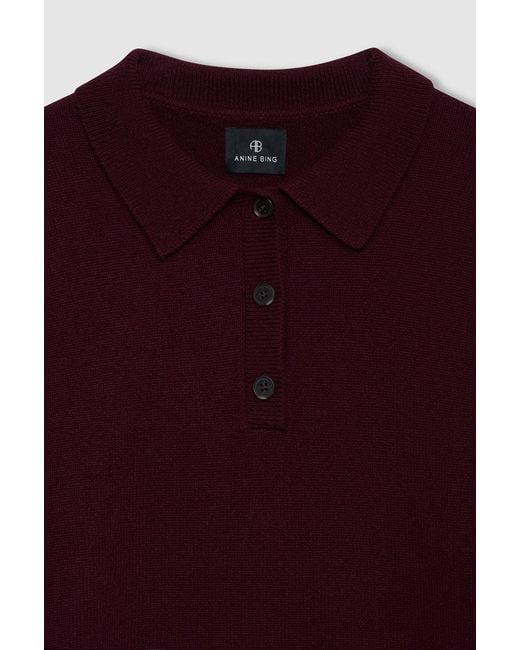 Anine Bing Blue Lee Polo Sweater