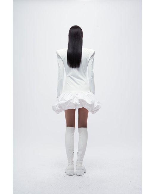 ANNAKIKI 3d Flower Hem Dress in White | Lyst