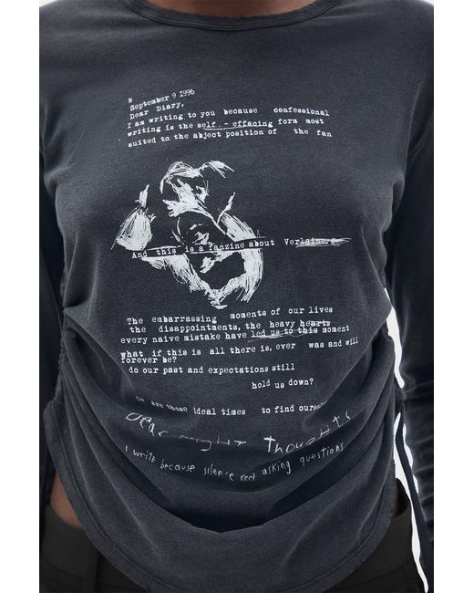Ann Demeulemeester Blue Dot Wrinkled Cropped Long Sleeve Top