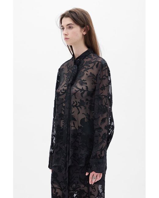 Ann Demeulemeester Black Dien Standard Collar Long Shirt With Foulard
