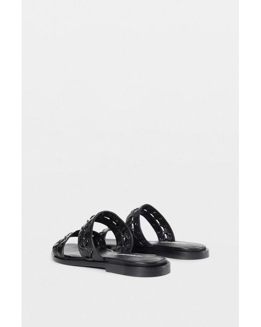 Ann Demeulemeester Black Geke Flat Sandals With Eyelets