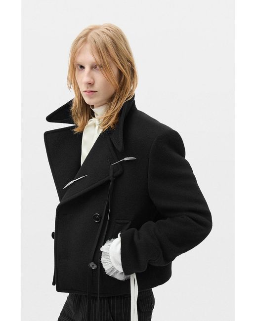 Ann Demeulemeester Black Dalmar Double-Breasted Short Caban for men