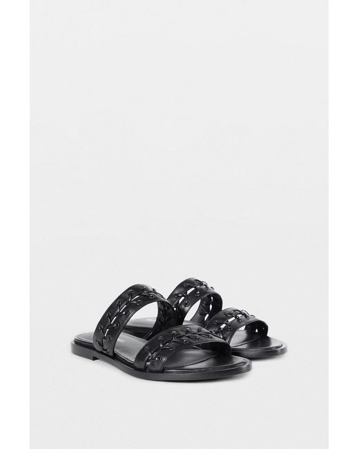 Ann Demeulemeester Black Geke Flat Sandals With Eyelets