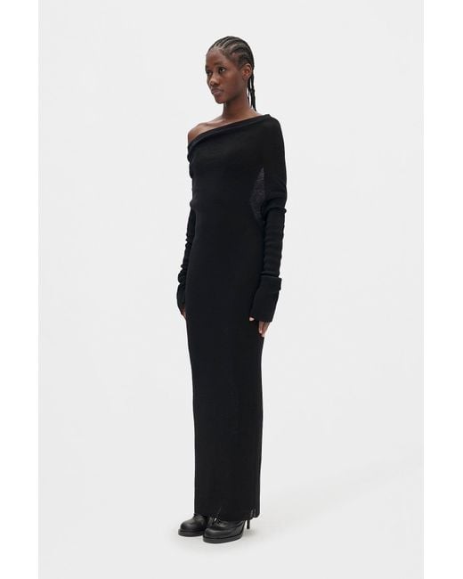 Ann Demeulemeester Black Barbro Dropped Shoulder Midi Knitted Dress