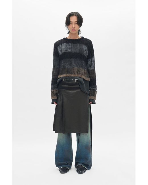 Ann Demeulemeester Poliet Striped Laddered Ajour Knit Sweataer in