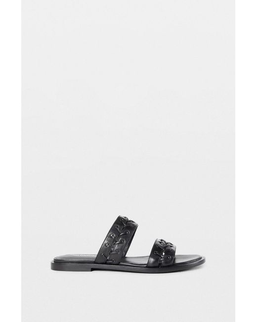 Ann Demeulemeester Black Geke Flat Sandals With Eyelets
