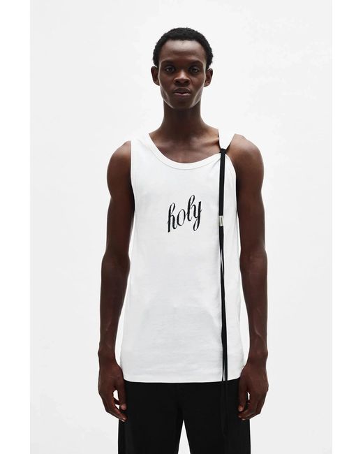 Ann Demeulemeester White Seva Printed Standard Tank Top for men
