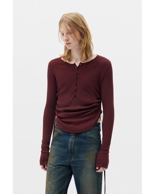 Ann Demeulemeester Red Hamar Wrinkled Serafino Top for men